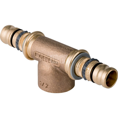 Trójnik GEBERIT Mepla 90' brąz 63 mm x 1/2'' x 63 mm (końcówka wciskowa x GW x końcówka wciskowa)