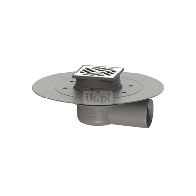 Wpust KESSEL Classic z 1 przyłączem DN 70, odpływ poziomy (zdejmowany), kratka 100x100mm stal nierdzewna