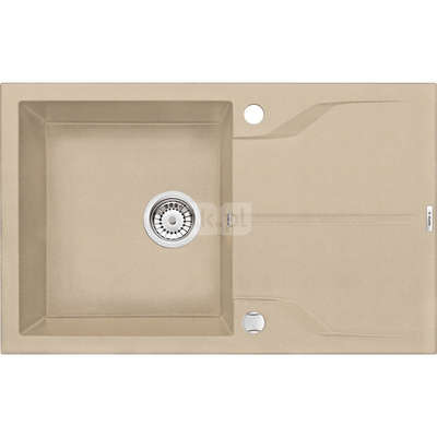 Zlew. andante piaskowy granit 1k z/o 780x490x194, 3,5" + osprzęt space-saver