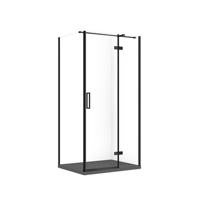 SET C572 KABINA CITY PRAWA CZARNA 100X80X195+TAKO SLIM SZARY MAT WIR