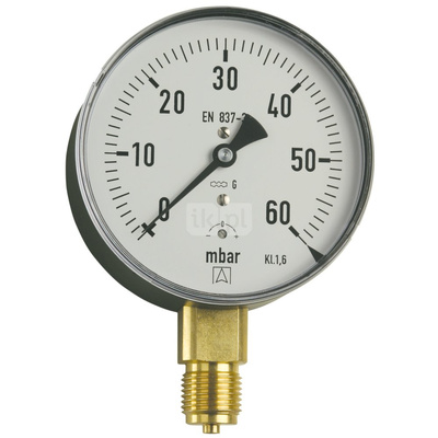 Ciśnieniomierz różnicowy AFRISO KP D201 -60/0 mbar mosiądz G1/2B radialne fi 100, kl. 1.6%