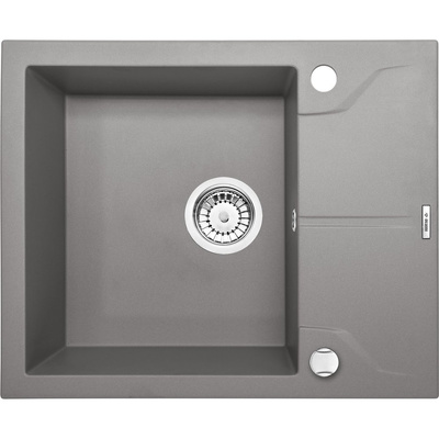 Zlew. andante szary metalik granit 1k z/ko 590x490x194, 3,5" + osprzęt space-saver