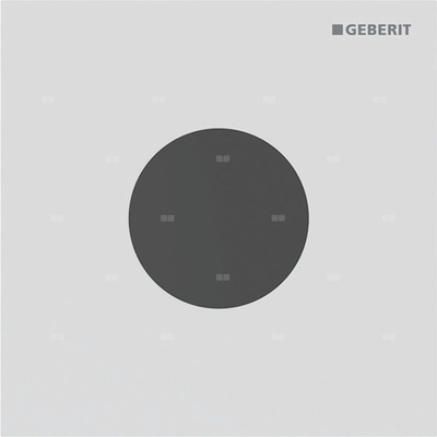 Elektroniczny zawór spłukujący Geberit do pisuaru, zasilanie bateryjne, Typ 40, stal nierdzewna biały mat, okrągły