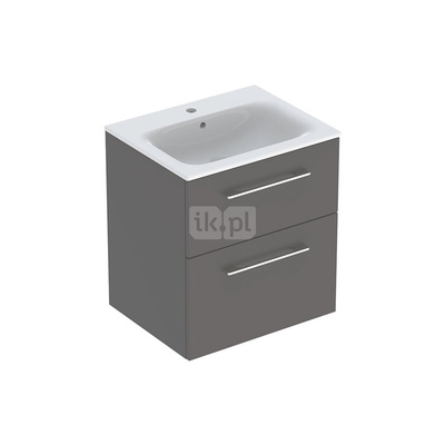 Zestaw umywalki meblowej Geberit Selnova Square, slim rim, z szafką pod umywalkę, z dwoma szufladami: B1=58.8cm, T=50.2cm, Otwór na baterię=Na środku, Przelew=Widoczny, Lava