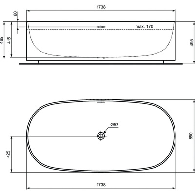 LINDA-X Wanna 174x85 MATT WH SOLID