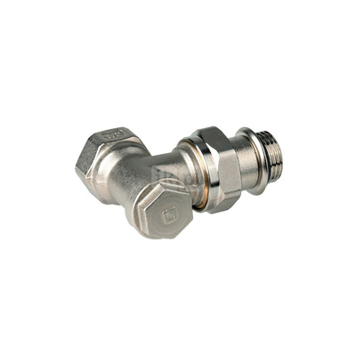 Zawór powrotny VERAFIX-E, kątowy, 3/8", gwint wewnętrzny, ze złączką do grzejnika z uszczelnieniem miękkim