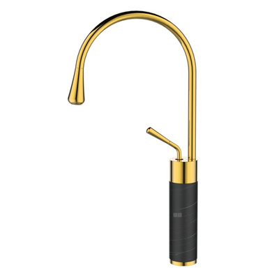 Wysoka bateria umywalkowa GABRO czarny/złoty