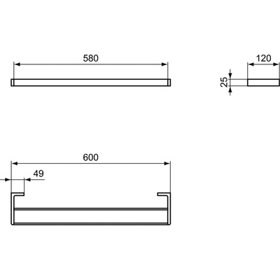 CONCA PORĘCZ PODW. 60 CM KW. CHROM