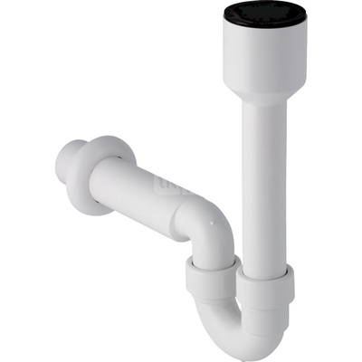 Syfon rurowy Geberit do miski zlewowej, z rozetką, wylot poziomy: d=40mm, Biały-alpin