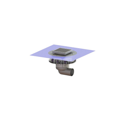 Wpust KESSEL Ferrofix z 1 przyłączem DN 100, odpływ poziomy (zdejmowany), kratka 138x138mm stal nierdzewna