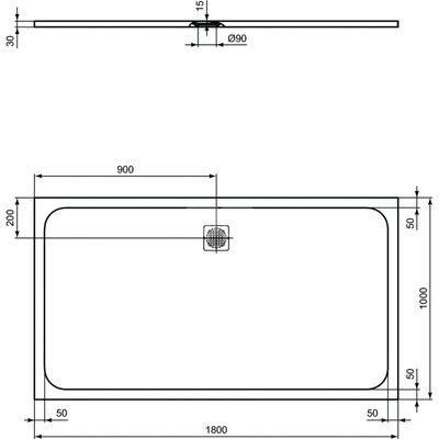 ULTRAFLAT S Brodzik 180x100 CONC GR RECT