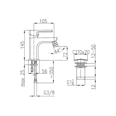 Bateria bidetowa KFA Armatura KORUND, kolor chrom