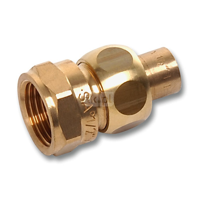 Śrubunek SANHA 4330G trzyczęściowy, brąz, 15 mm x 1/2'' (lut wewnętrzny x GW)