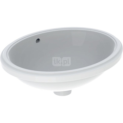Umywalka GEBERIT Variform owalna, biała / KeraTect, 495mm, bez otworu na baterię, z odpływem przelewowym, bez półki