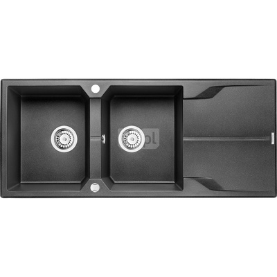 Zlew. andante grafit metalik granit 2k z/o 1160x500x224,3,5" + osprzęt space-saver nero