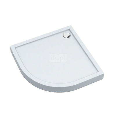 Brodzik akrylowy zintegrowany z nośnikiem Stabilsound Plus® oraz obudową akrylową przeciągniętą do podłogi Competia New 80x80x12 cm R55, półokrągły