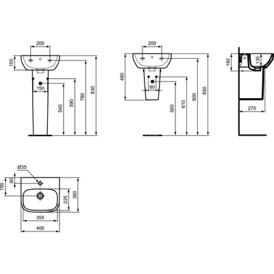 IS I.LIFE A Półpostument umywalkowy