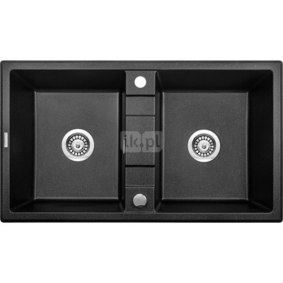 Zlew. eridan grafit metalik granit 2k b/o 860x500x220, 3,5" + osprzęt space-saver nero click