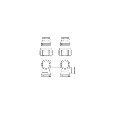 Multiflex F, ZBU-podwójne przyłącze z odcięciem, 1/2GZx3/4GZ, mosiądz, z funkcjami napełniania, opróżniania i z nastawą wstępną