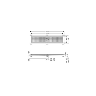 Odpływ rynnowy Ferrofix Express, 300x1555x63mm, sys.125