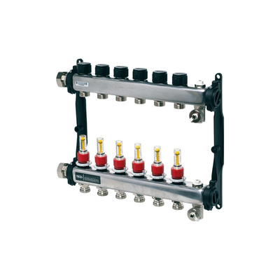 Rozdzielacz do ogrzewania podłogowego TECE floor 11-obieg. stal nierdzewna 1'' x Eurocono 3/4'' + przepływomierz + zawór napełn/spust + odpowietrznik