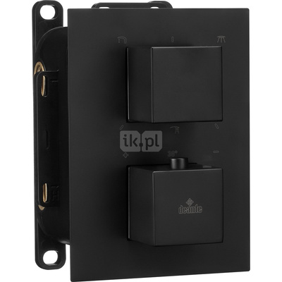 Komplet podtynkowy natryskowy nero z boxem termostatycznym kwadratowy