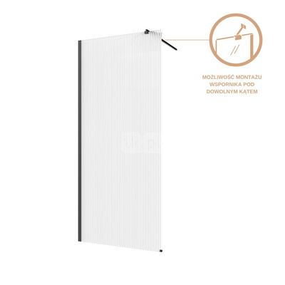 Kabina walk-in szkło ryflowane profil czarny