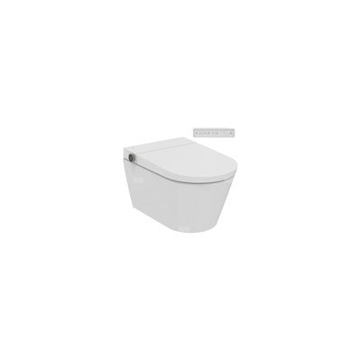 i.life E | Miska WC pod prysznic wisząca 412x610x425 mm w biały połyskujący wykończeniu, odpływ poziomy | Zasilane z sieci, RimLS, Wolnoopadająca deska