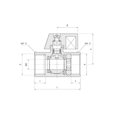 Zawór kulowy PERFEXIM 3021 mosiądz chromowany, PN16 1/2'' GW, uchwyt: krótka dźwignia