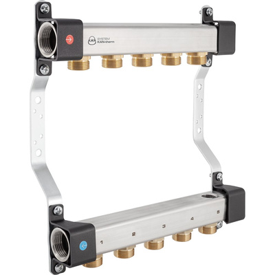 Rozdzielacz InoxFlow z nyplami do śrubunków (seria RNN) - 4 obwody