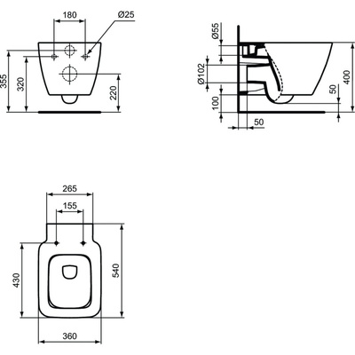 Miska WC wisząca IDEAL STANDARD STRADA II porcelana szklista biała