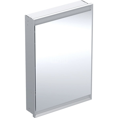 Szafka z lustrem Geberit ONE z ComfortLight i jednymi drzwiami, montaż podtynkowy, wysokość 90 cm: B=60cm, Aluminium anodyzowane, Drzwi=Zawias po prawej