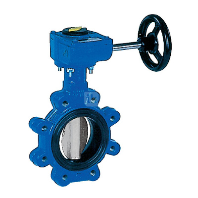 Przepustnica z otworami gwintowanymi SYLAX z przekładnią ślimakową, dysk: AISI316, wykładzina: EPDM, korpus: GGG40 epoksyd., Pnom 1,6 MPa, tmax=120 st.C DN 250