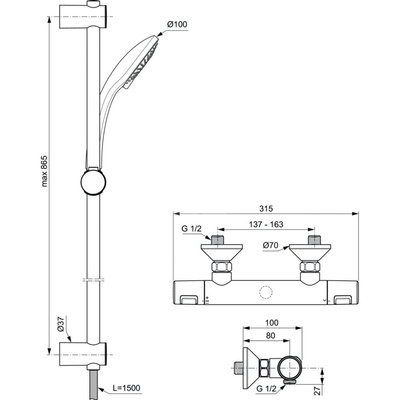 CERATHERM T25 SYSTEM NAT. DESZCZ. 900MM