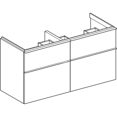 Szafka pod umywalkę podwójną Geberit iCon, z czterema szufladami: Szerokość umywalki=120cm, H=61.5cm, Korpus i front: szary piaskowy / lakierowany, wysoki połysk, Uchwyt: szary piaskowy / malowany proszkowo, matowy