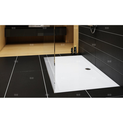 Brodzik kompozytowy Stabilsound Plus® Corrina 90x100x5 cm, prostokątny z odpływem na dłuższym boku