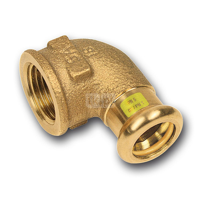 Kolano 90' SANHA Press Gas, miedź, 12 mm x 1/2'' (zw x GW)