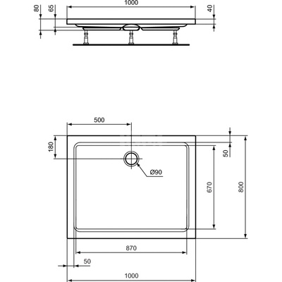 HOTLINE PROSTOKĄTNY BRODZIK 100X80