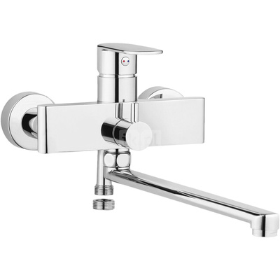 Bateria alpinia chrom umywalkowa ścienna z wydłużoną wylewką i podłączeniem na wąż