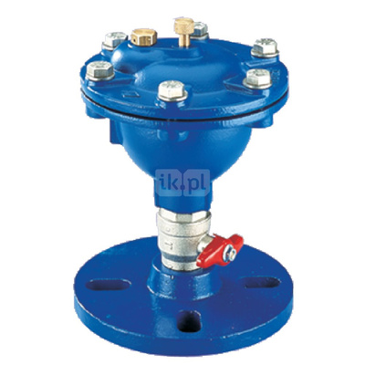 Zawór odpowietrzający do wody czystej, DN 40/50/65 (z zaworem izolującym), typ VE120, Pnom 1,6 Mpa