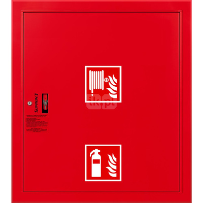 Hydrant DN 25 wnękowy z miejscem na gaśnicę pod zwijadłem, wąż 30 m, zamek patent, RAL 3000