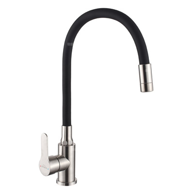 Bateria zlewozmywakowa z 2-funkcyjną, elastyczną wylewką Weria Inox, inox / czarny