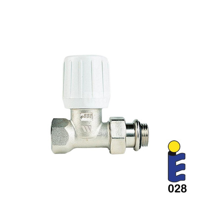 Niklowany zawór prosty, ręczny, możliwość montażu głowicy termostatycznej  VALVOLA PER FERRO DR.3/8 UNI TE.ZAB