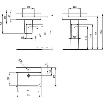 CONNECT UMYWALKA CUBE 60 CM Z/O POWŁOKA