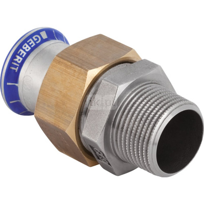 Śrubunek hydrauliczny GEBERIT Mapress Edelstahl FKM przejściowy stal nierdzewna GZ 1'' 22 mm z pierścieniem zacinającym