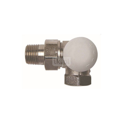 Zawór grzejnikowy termostatyczny HERZ TS-90-KV 3-osiowy cd, połączenie 1/2'' (niklowanie) zielony