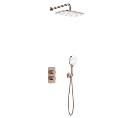 Zestaw natryskowy Malaga, termostatyczny, podtynkowy, PVD brushed rose gold