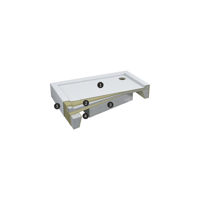 Brodzik akrylowy zintegrowany z nośnikiem Stabilsound Plus® oraz obudową akrylową przeciągniętą do podłogi Competia New 70x90x12 cm, prostokątny z odpływem na krótszym boku
