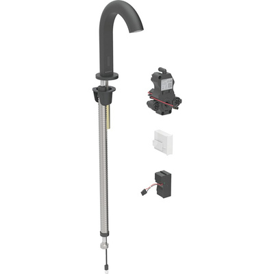 Bateria umywalkowa Geberit Piave, stojąca, zasilanie sieciowe, do podtynkowej skrzynki funkcyjnej, z mieszaczem, czarny mat