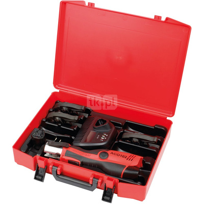 Komplet narzędzi Novopress - zaciskarka akumulatorowa ACO103 BT + szczęki o profilu "M" 15-28